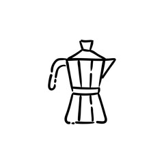 Geyser coffee maker, doodle icon. Symbol of brewery. Hand drawn linear illustration.