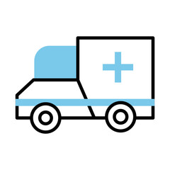 ambulance emergency vehicle line half color style icon