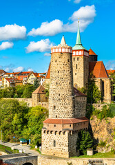 Obraz premium Alte Wasserkunst Tower and Michaeliskirche Church in Bautzen, Germany