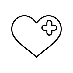 heart with medical cross icon, line style