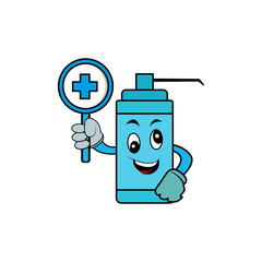 With symbol health, liquid soap mascot Character Cartoon