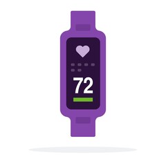 Heart rate monitor on a sports bracelet screen vector icon flat isolated.