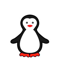 vector illustration of a cartoon style penguin isolated on white background