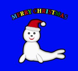 seal on a blue background with merry christmas message