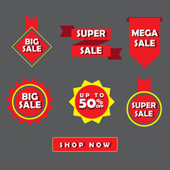 Set of sale tickets, labels, stamps, stickers, corners, tags