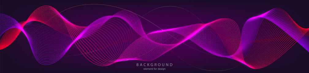 Abstract wave background. Element for design. Digital frequency track equalizer. Backdrop colorful shiny wave. Stylized line art. Curved wavy line smooth stripe Vector
