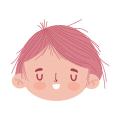 cute little boy face character cartoon isolated design icon