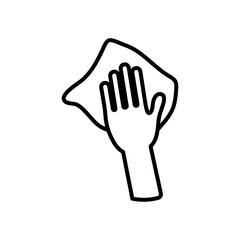 hand with cleaning tissue icon, line style