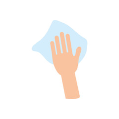 hand with cleaning tissue icon, flat style