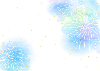 優しい色合いの花火　背景イラスト