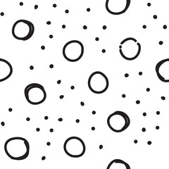 Circles seamless pattern. Random doodle dots texture background. Hand drawn design.