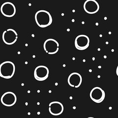 Circles seamless pattern. Random doodle dots texture background. Hand drawn design.