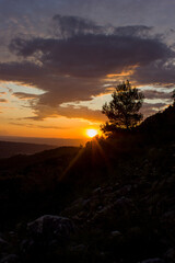 sunset at the mountains of La Font del Barber in Spain
