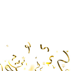 Holiday Serpentine. Gold Foil Streamers Ribbons.