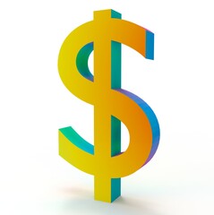 Dollar symbol sign isolated on white 3d render
