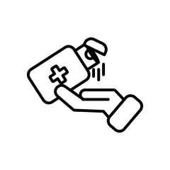 alcohol bottle and hand icon, line style