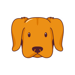 Vector illustration of a orage cute dog’s face. Isolated on white background. Cute domestic animal.