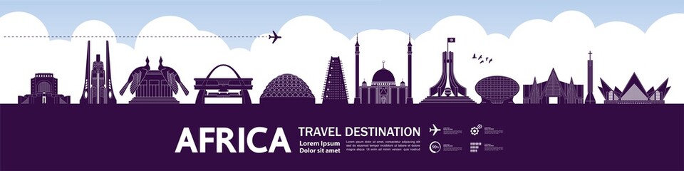 Africa travel destination grand vector illustration. 