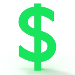Dollar symbol sign isolated on white 3d render
