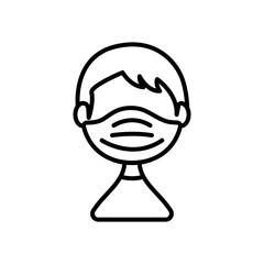 avatar man with medical mask icon, line style