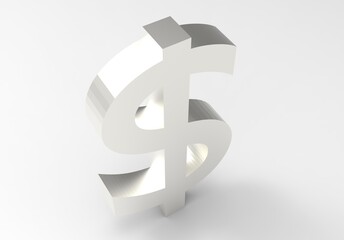 3d dollar metal symbol isolated on white  3d render