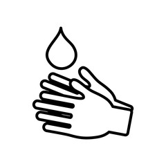 water drop and hands icon, line style