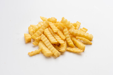 crinkle fries on white background portion os fries potato