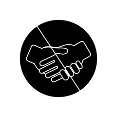 prohibited handshake concept, forbidden sign with handshaking icon , silhouette style