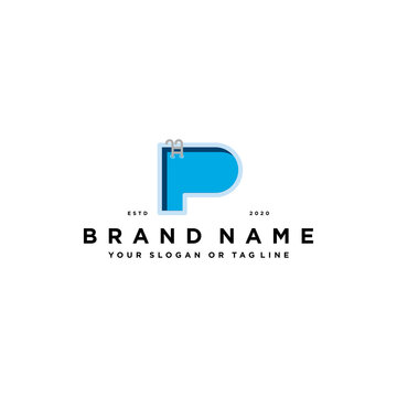 letter P pool logo design vector