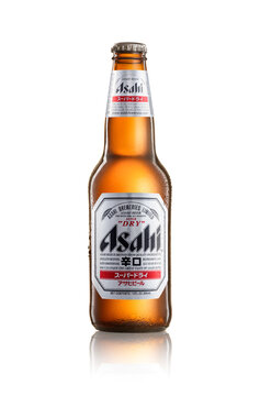  Bottle of Asahi beer isolated on white background