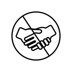 Fototapeta premium prohibited handshake concept, forbidden sign with handshaking icon , line style