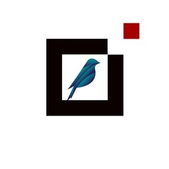 Bird logo, symbol decorated inside a black border frame.