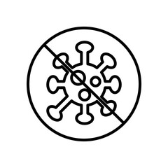 Fototapeta premium Not coronavirus symbol, forbidden sign with coronavirus icon, line style