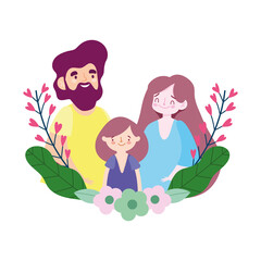 mother father and daughter relationship flowers, family day