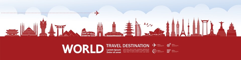 World travel destination grand vector illustration. 