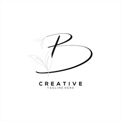 Letter B Minimalist Thin Flourishes Typography Logo