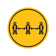 social distancing concept, pictogram people keeping the social distancing, block silhouette style