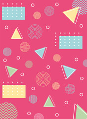 memphis triangle and circles geometric 80s 90s style abstract background