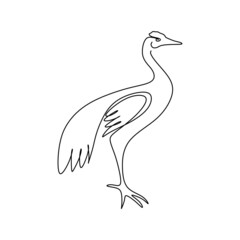 Continuous single line drawing art vector illustration of a fang bird