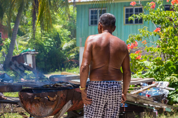 Mantanani Island Local people Grill the fish in the own local style