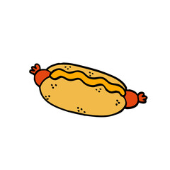 hot dog doodle icon, vector illustration