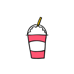 milkshake doodle icon, vector illustration