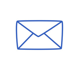 The envelope is isolated on white, in the doodle style. Vector hand-drawn illustration.