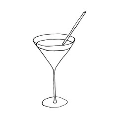 hand-drawing the glass with cocktail, vector