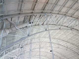 a ceiling with a lot of support structures