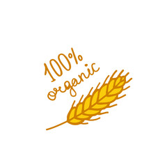 wheat doodle icon, vector sticker illustration