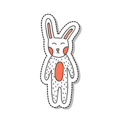 rabbit doodle icon, vector sticker illustration