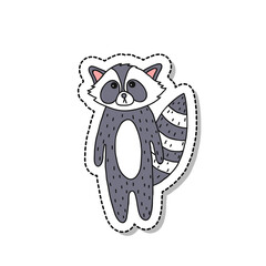 raccoon doodle icon, vector sticker illustration