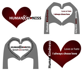 Human kindness, spread love not hate, love or hate poster