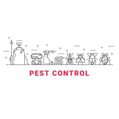 Pest control icon set in linear style.